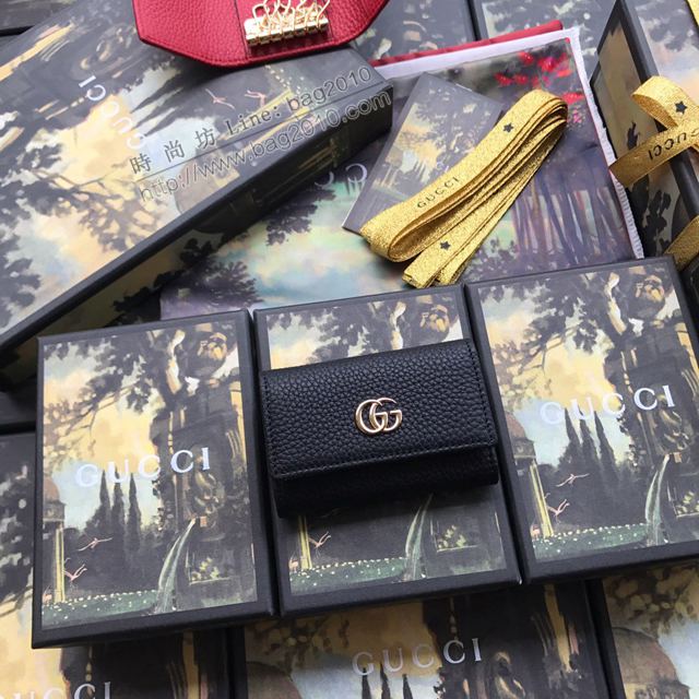 Gucci包 古馳女包 456118 黑色全皮 Gucci鑰匙包  gudj1435
